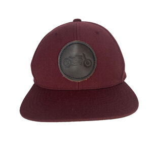 NWOT Scotch & Iron S&I Hat Ballcap Motorcycle Leather Patch Snapback Burgundy